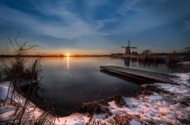 Sunset Frozen Lake