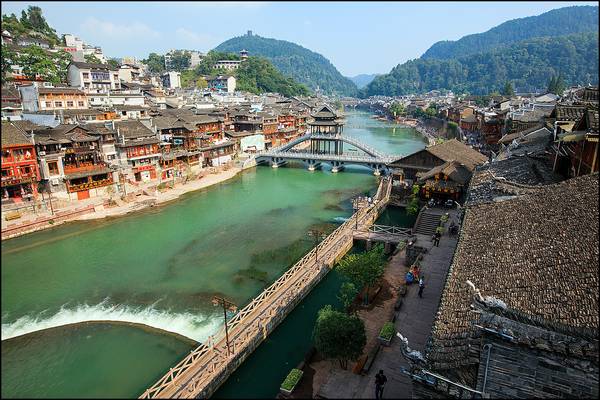 Tuojiang River and Fenghuang city view
