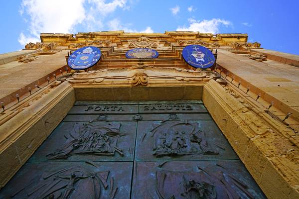 Impressive portal of St Jacob Church, Gozo, Malta