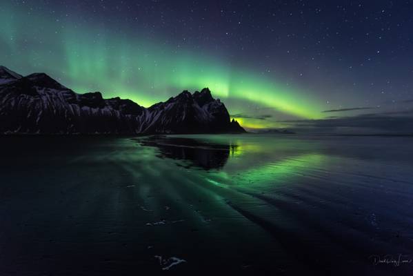 Northern lights on the beach
