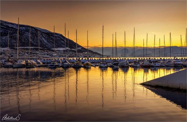 Boats in the Sunset, Tromsø Norway.