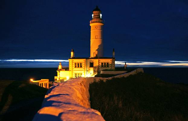 Corsewall lighthouse by night