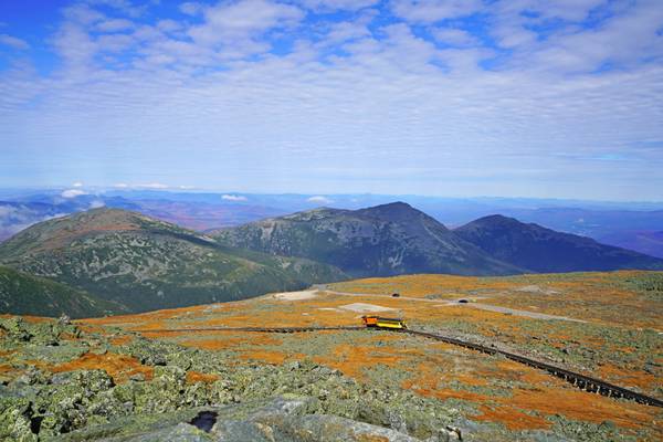 Little train climbing up Mount Washington, New Hampshire