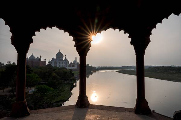 Taj Mahal from above the river Yamuna