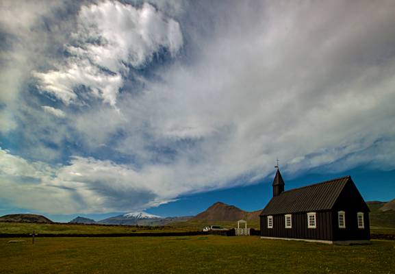 The black church and glacier Snæfellsjökull - Iceland