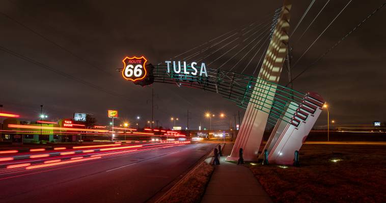 Fire truck entering Tulsa on Rt 66