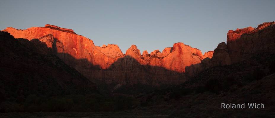 Zion - Towers of Virgin at Sunrise