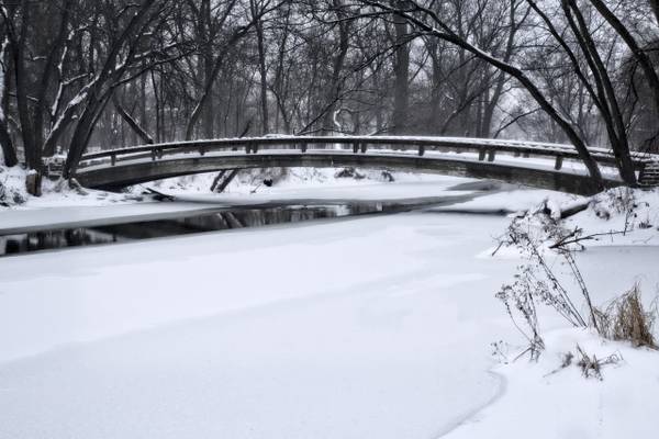 Warrenville Grove Bridge on a Winter Day