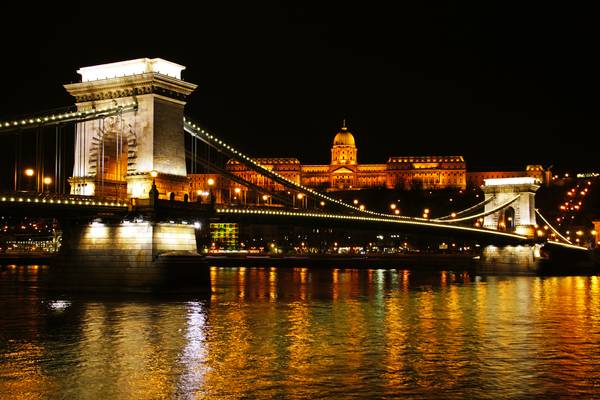 Budapest by night. Chain Bridge & Buda Castle