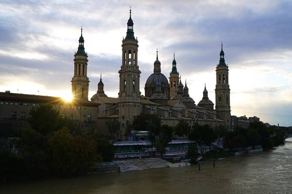 Sunbeams from behind the Cathedral, Zaragoza