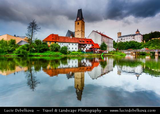 Czech Republic - South Bohemia - Rožmberk nad Vltavou reflected in Vltava River