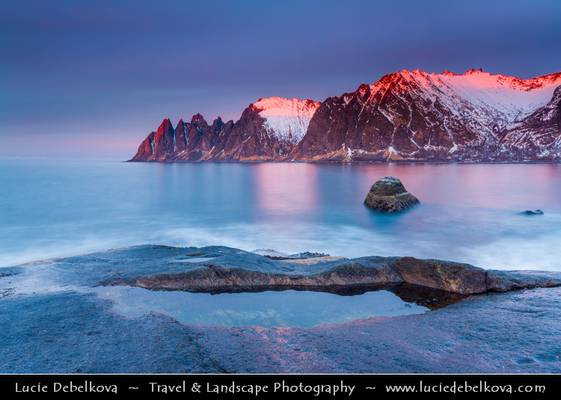 Norway - Senja island - Oskornan mountains - Devil's Jaw at Sunset