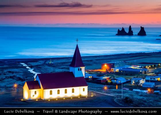 Iceland - Vík í Mýrdal & Church at Sunset