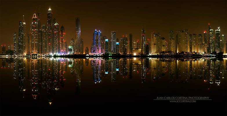 Marina Dubai Reflections Panorama