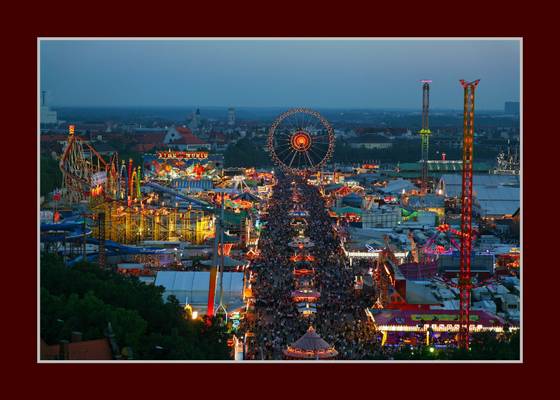 View over the Oktoberfest at dusk