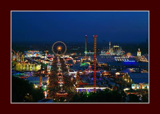 View over the Oktoberfest at dusk