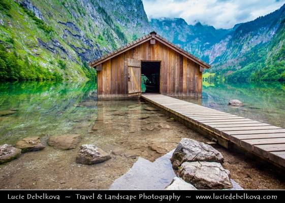 Germany - Bavaria - Berchtesgaden National Park - Obersee Lake and its boathouse