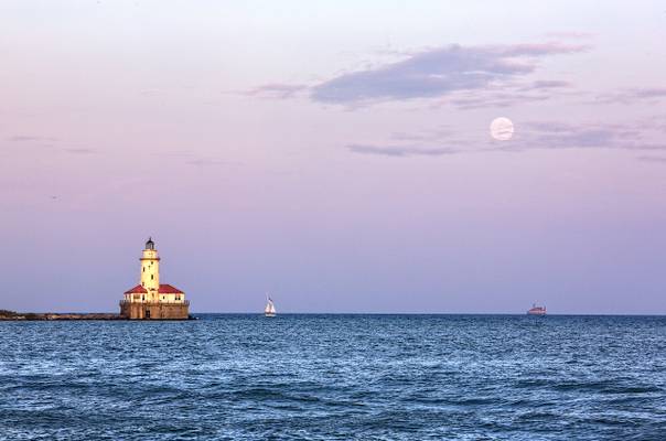 Super Moon Over Lake Michigan