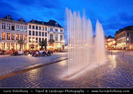 Belgium - Wallonia - Mons - European Capital of Culture 2015 - Grand Place at Dusk - Twilight - Blue Hour - Night