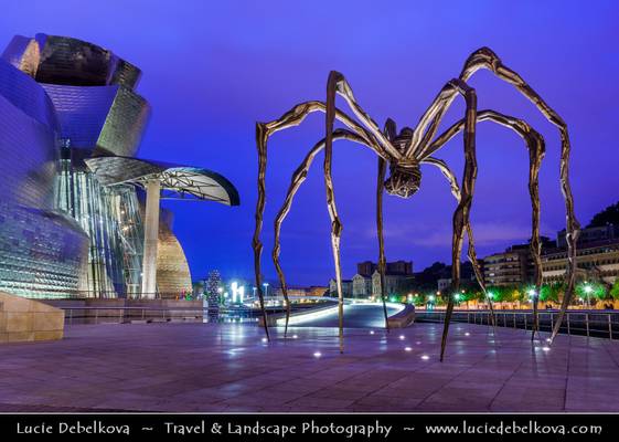 Spain - Bilbao - Guggenheim Museum Bilbao at Dusk - Blue Hour - Twilight