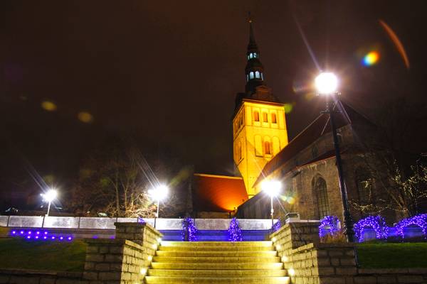 Tallinn by night. St Nicholas Church