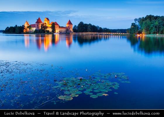 Lithuania - Trakai Island Castle at Dusk - Twilight - Blue Hour - Night