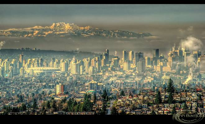 Zoomed in view from Burnaby Mountain Park, BC, Canada...HDR