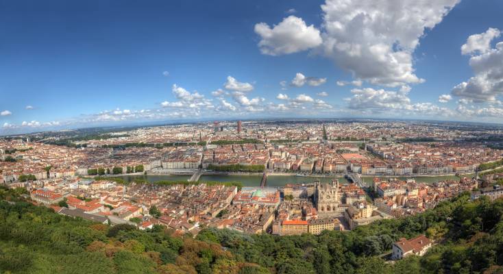 Panorama Of Lyon (View from the Roof of Basilica of Notre-Dame de Fourvière), Lyon [FR]