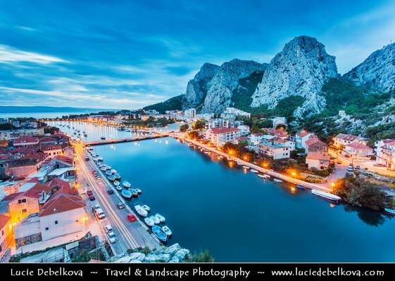 Croatia - Omiš - Harbour town at Dusk - Twilight - Blue Hour
