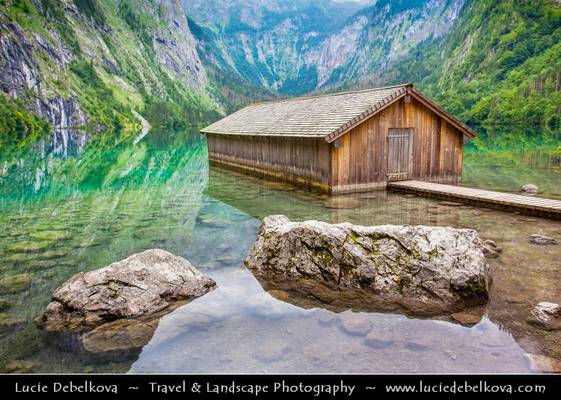 Germany - Bavaria - Berchtesgaden National Park - Obersee Lake and its boathouse