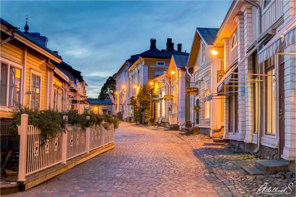 Evening in old Porvoo, Finland