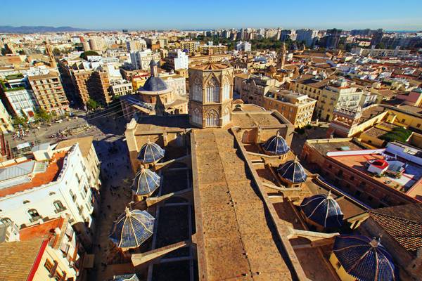 Valencia Cathedral roof from Micalet Tower