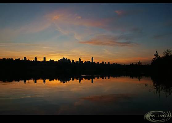 Deer Lake sunset in Burnaby, British Columbia, Canada