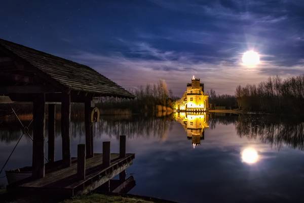 Oakfield Park Castle by Moonlight