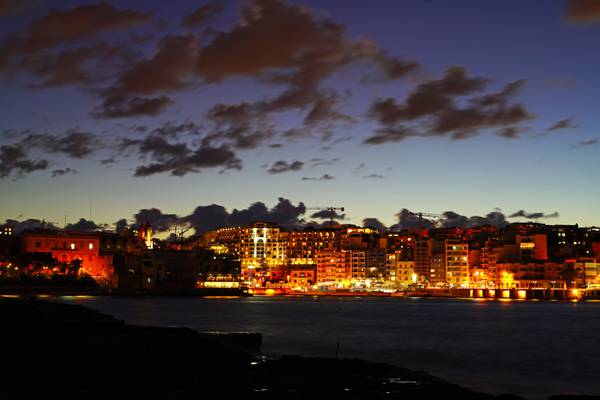 St Julian's by night, Malta