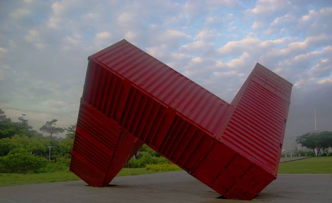 The container statue of Kaohsiung, made from real 20t steel containers