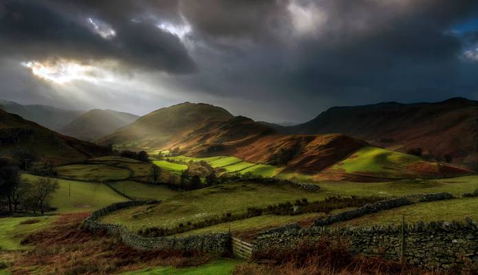 Crepuscular Rays Over Martindale, Lake District