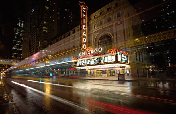 Rainy Night at the Chicago Theater