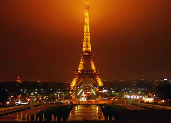 Paris by night. Eiffel Tower from Trocadero