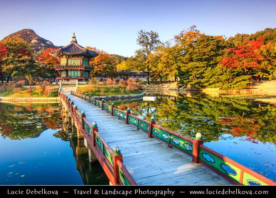 South Korea - Seoul - Gyeongbokgung Palace and its beautiful gardens during autumn colors