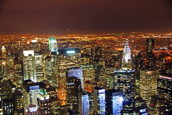 New York by night. Big city lights from Empire State Building