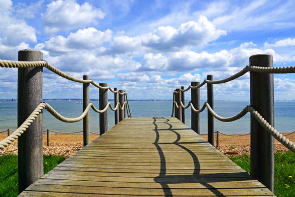 Wooden bridge to Queen Victoria's beach, Isle of Wight
