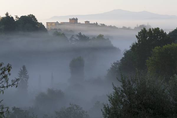 Misty sunrise over Siena