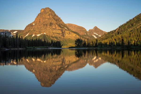 Sinopah Mountain reflected in Pray Lake