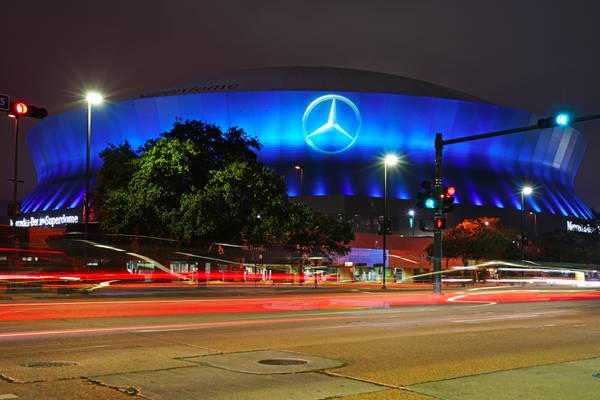 New Orleans by night. Mercedes-Benz Superdome