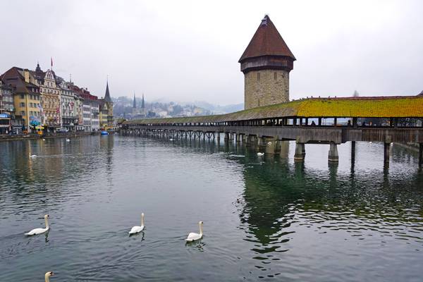 Kapellbrücke from Rathaussteg bridge, Luzern