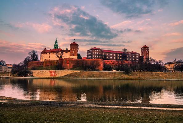 Wawel castle at sunset