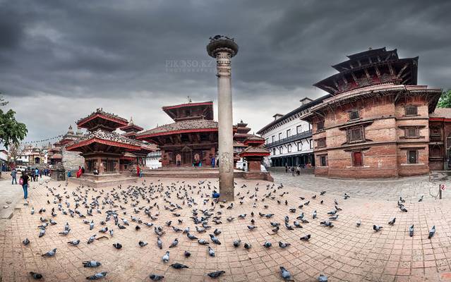 Durbar square panorama in Kathmandu