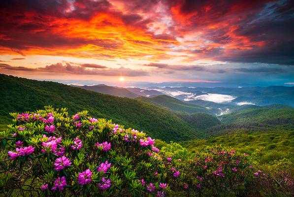 Asheville North Carolina Blue Ridge Parkway Scenic Sunset