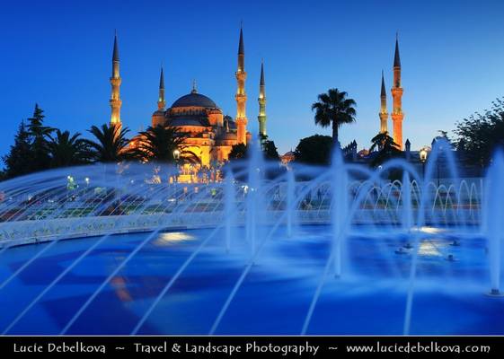Turkey - Istanbul - Sultan Ahmed Mosque - Sultanahmet Camii - Blue Mosque at Dusk - Twilight - Blue Hour - Night